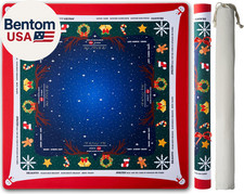 Christmas Mahjong Mat with Crease-Free Tube Packaging  33X33 Inch Non-Slip Neop