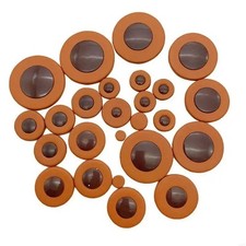 25PCS Eb For Alto Sax Leather Pads 14 Sizes Replacement Accessories Brown New