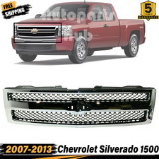 Front Grille Chrome Shell Primed Insert For 2007-2013 Chevrolet Silverado 1500