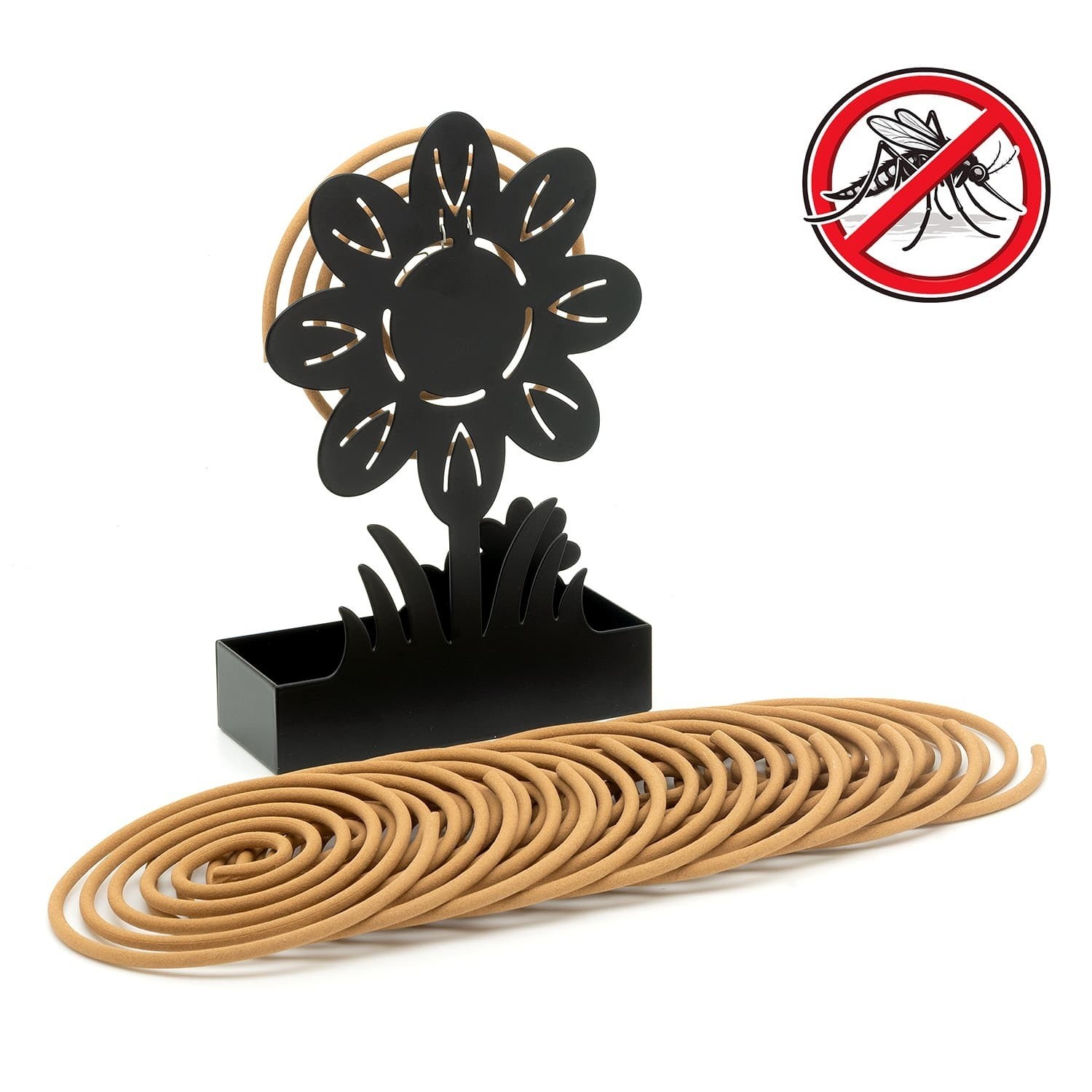 B&Q - Insect Incense Spiral Holder With 10 Citronella Stick Repellent Coils Metal Flower Stand Tray Indoor & Outdoor Garden Use - Image 2