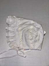 Baby Bonnet Lacy Cotton Polyester Blend 9-12m Size 13