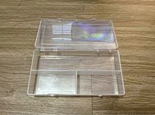 Clear Plastic Lidded Storage Container Box, 3 Compartments, Small Rectangle
