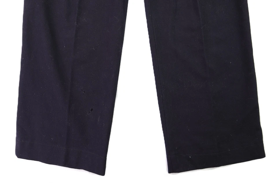 Pantalones de vestir de pierna ancha de lana naval azul marino auténtico de lana 30 x 29 de colección EE. UU. para hombre Foto 2 de 4