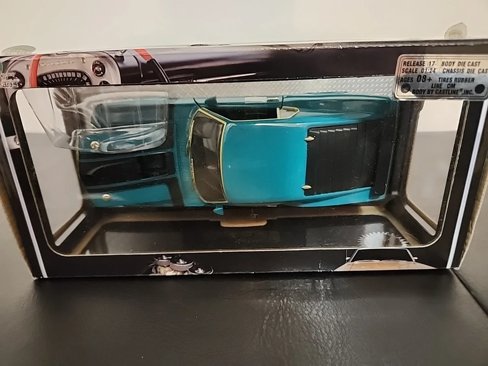 M2 🔥 1970 Mustang BOSS 302 CHASE 1:24 比例,金色装饰,2010 年,🔥 罕见 AQUA 蓝色 — 第 3/4 张图片