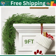 9FT Christmas Garland Mantle Artificial Real Touch Norfolk Pine Cedar Garlands