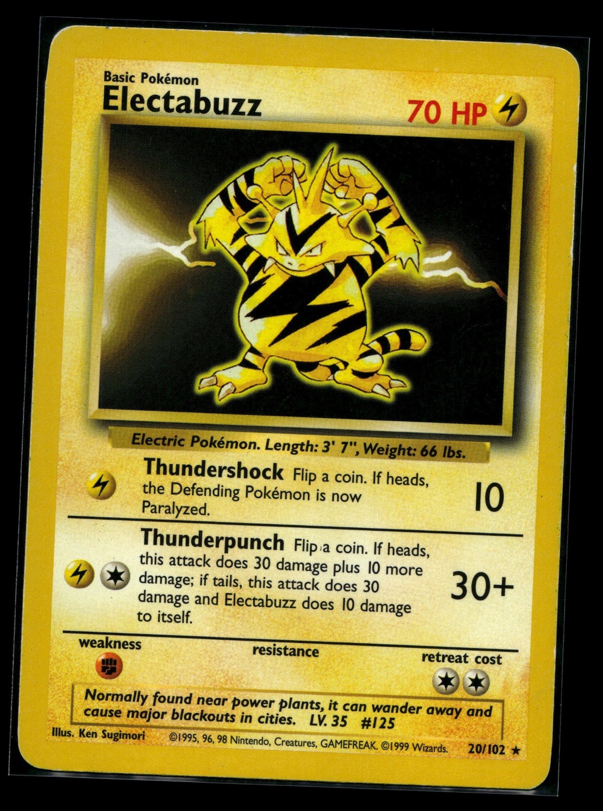 1999 Pokémon Electabuzz Shadowless Non Holo LP Vintage Rare Base Set #20