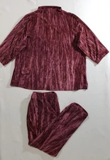 Isaac Mizrahi Live! 2 Pc Velvet Pullover Shirt Size 2X & Pull on Pants Size 1X
