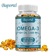 Buporai Triple Omega 3 Fish Oil Capsules: Supports Brain, Heart, and Eye Health