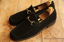 Gucci Schwarz Wildleder Leder Messing Bit Hal...
