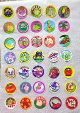 Vintage 35 CTP Scratch & Sniff 1.25" Stickers Fruit, Animals 