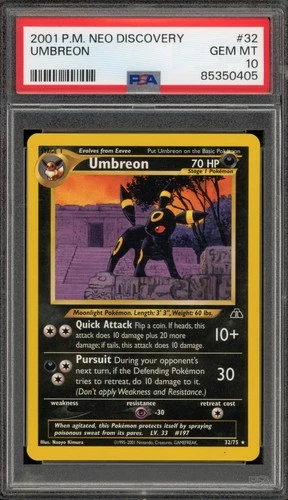 Pokemon Umbreon Neo Discovery Unlimited Rare #32 PSA 10 Gem Mint