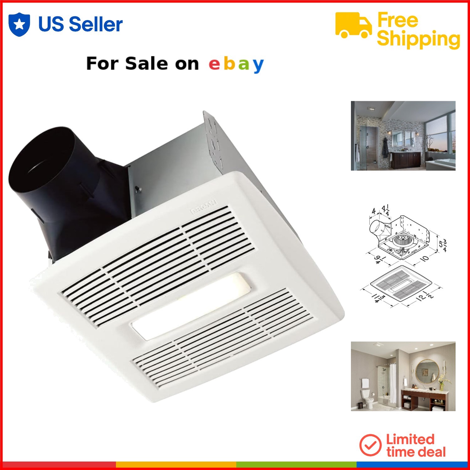 Energy Star 110 CFM Ceiling Mount Bathroom Exhaust Fan with LED Light