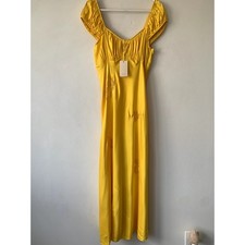 NWT Doen Gwendolyn Silk Lace Short Sleeve Midi Maxi Dress Daylily Yellow Gold