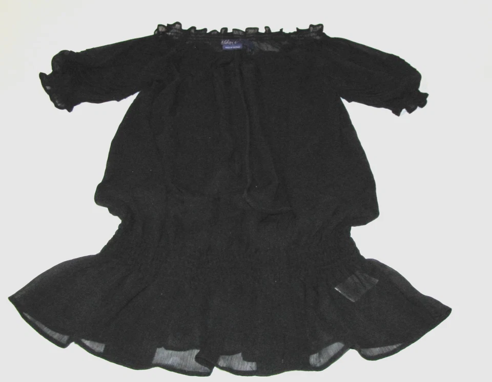 Top MILEY CYRUS Peplum Transparente Manga Corta Abullonada Plisado Delantero Cuello Redondo Wm. S Foto 4 de 4