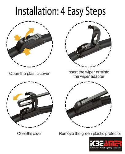 21"+24" Combo ALL SEASON U or J Hook BRACKETLESS WINDSHIELD WIPER BLADES E290 - Picture 6 of 7