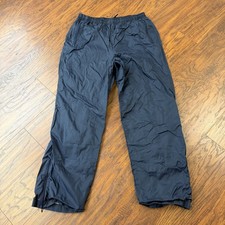 VINTAGE Nike Pants Mens M 8-10 Black Nylon Track Warmup Zip Ankle Lined 90s