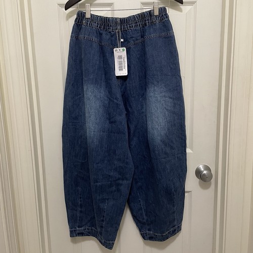 Neu YESNO Damen lässig locker cropped blau Denim Hose Medium Hose Unterhose - Bild 2 von 10