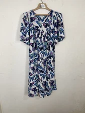 Go Softly Patio Womens Dress XL Blue Butterfly Beachy Lounge Coastal Zip Flowy