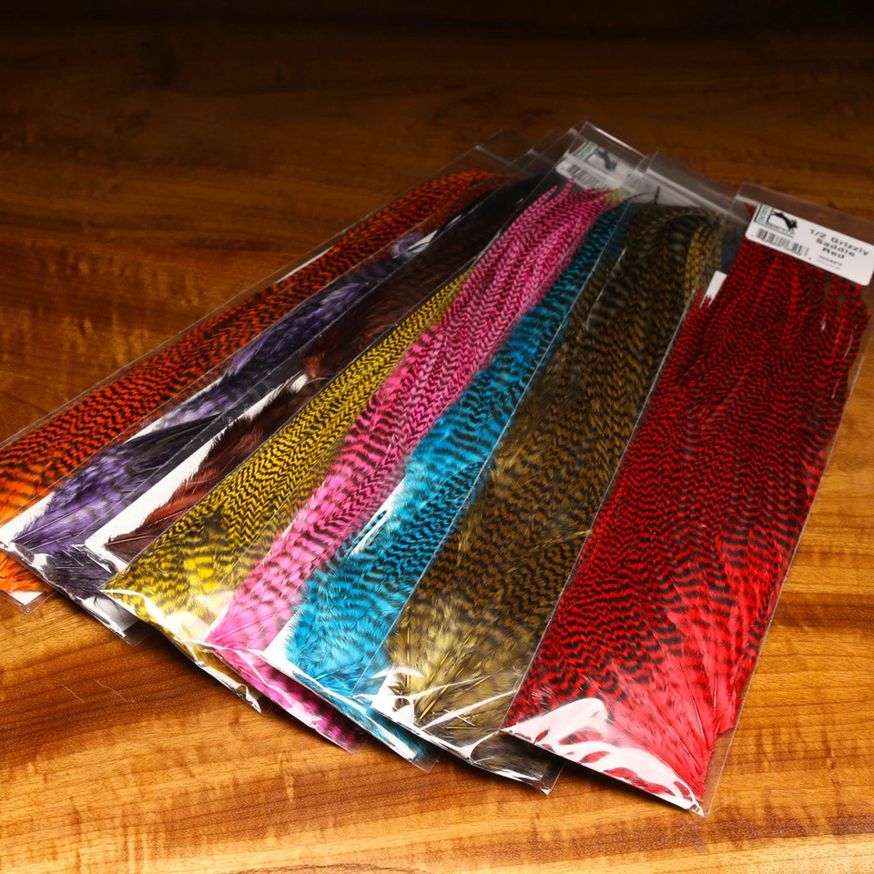 SELA HALF GRIZZLY ROOSTER - Extensões de cabelo Hareline Fly Tying Hackle Feather - Imagem 3 de 3