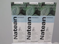 3 X Natean Fluoride Free Whitening Toothpaste, Clean Mint - 4.7 oz EXP 01/2024
