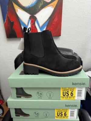 CHOOSE YOUR SIZE Kensie Kayla B Ladies' Chelsea Black Faux Suede Boot