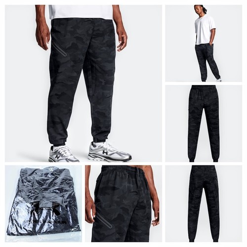 Under Armour Men 2XL Joggers Black Camo Loose Fit Storm UA Unstoppable Pants New