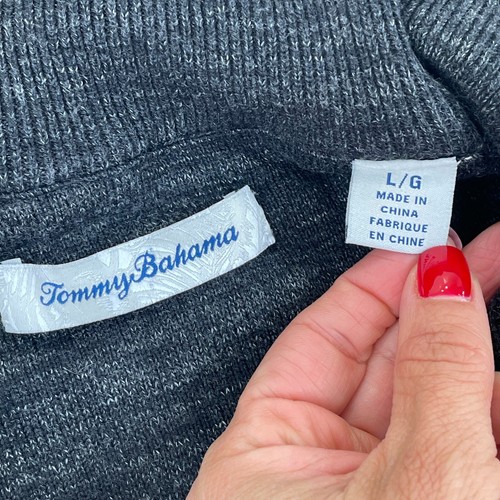 Tommy Bahama Half-Zip Sweater Men Large Gray Break Line Double Knit Jacquard NEW - Picture 2 of 11