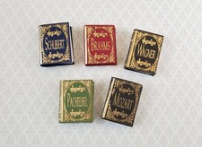Dollhouse Miniature Books x5 Composers Set 1:12 Scale blank inside 