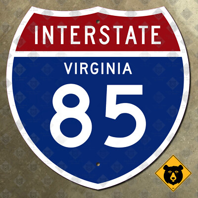 Virginia Interstate 85 highway route sign shield marker 1985 Petersburg 12x12