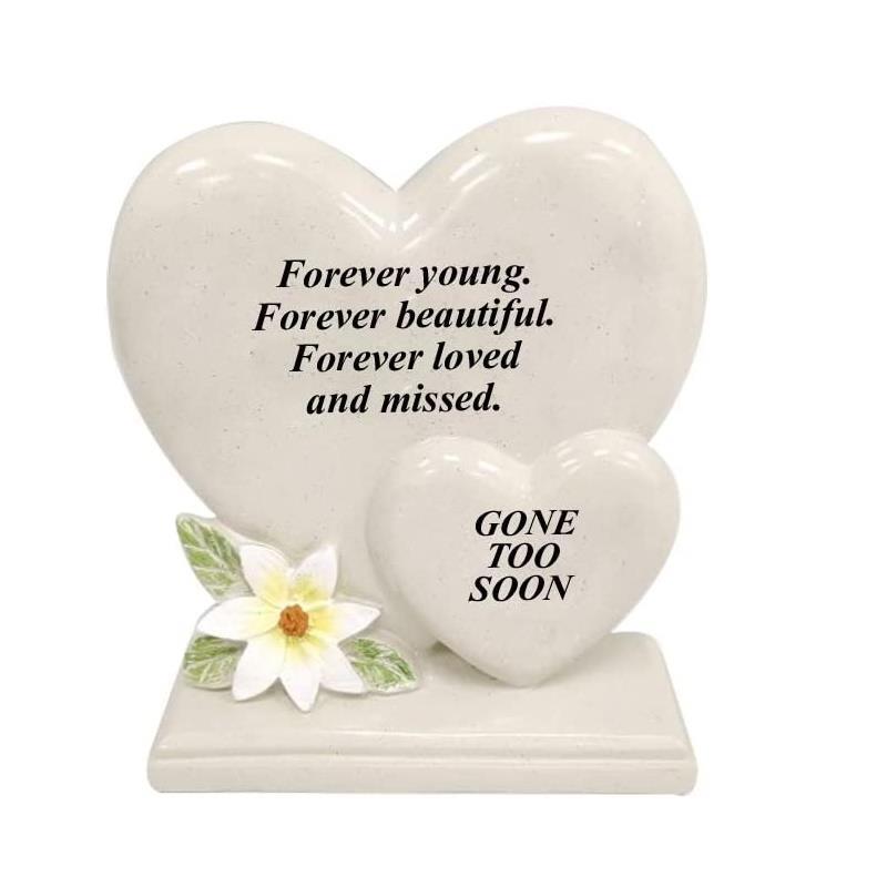 Graveside Plaque Memorial Gone Too Soon Double Heart Remembrance Ornament