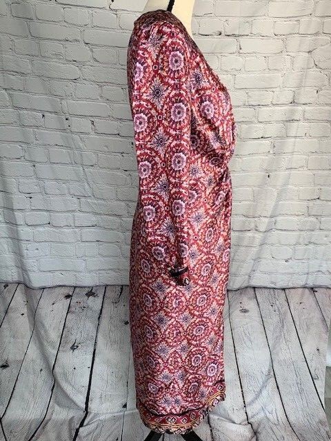 majorelle augustina midi dress Majorelle Augustina Mosaic Multi Midi Dress Front Twist Slit Back Zip Lined M