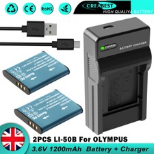 2x Li-50B Battery & USB Charger For Olympus Pentax TG-620 TG-610 SP-800UZ SZ-10