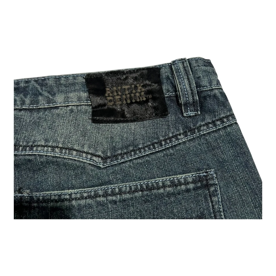 Pantalones de mezclilla antiguos para hombre 40 rectos lavado medio vaquero adornado Western FLY Y2K Foto 4 de 4