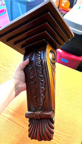 Large Solid Wood Carved Corbel Shelf Bracket Sconce 3 Lbs 15.5" x 11" x 7"