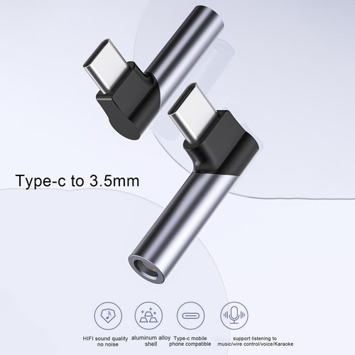 USB C Headphone Adapter Right Angle Type C to 3.5mm Aux Audio Adapter DAC - Photo 7 sur 10