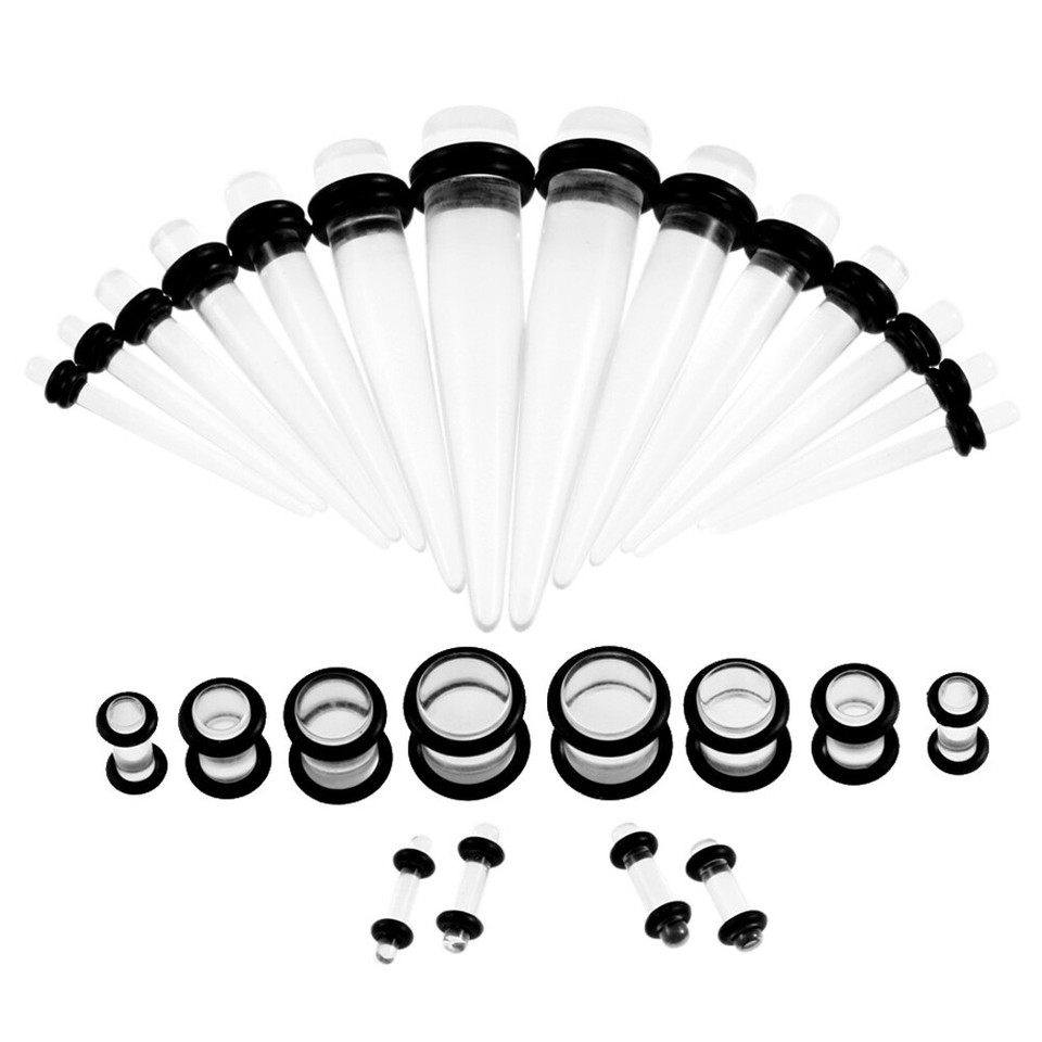 Acrylic Ear Gauge Stretching Kit Tapers Flesh Tunnels Plug Body