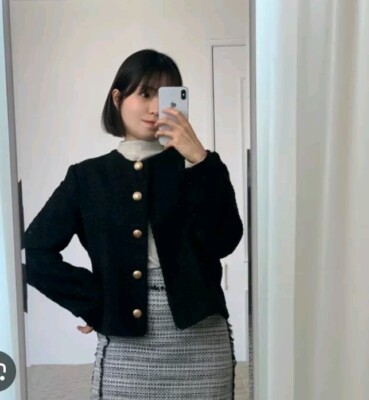 美品 ZARA ブークレ ショートジャケット ゴールドボタン　XS s-l400.jpg