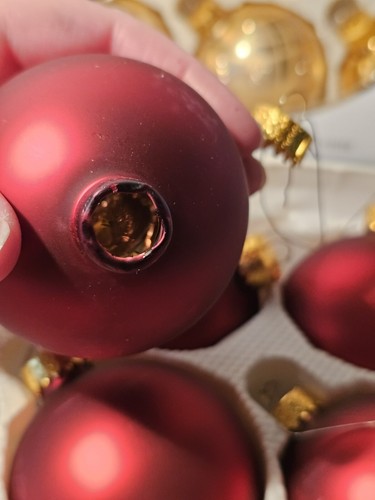 Sparkling Creations 18 Glass 2.5" Round Ornaments Gold, Red, Striped Read - Picture 5 of 18