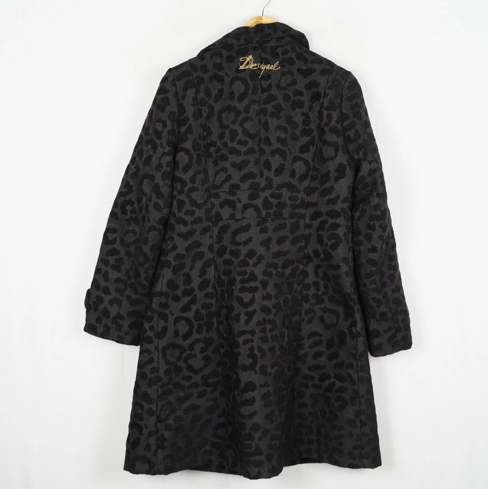 DESIGUAL STYLE:57E29P6 Women's Coat Size 42 Black Collared Button s10823 - Image 2 of 4