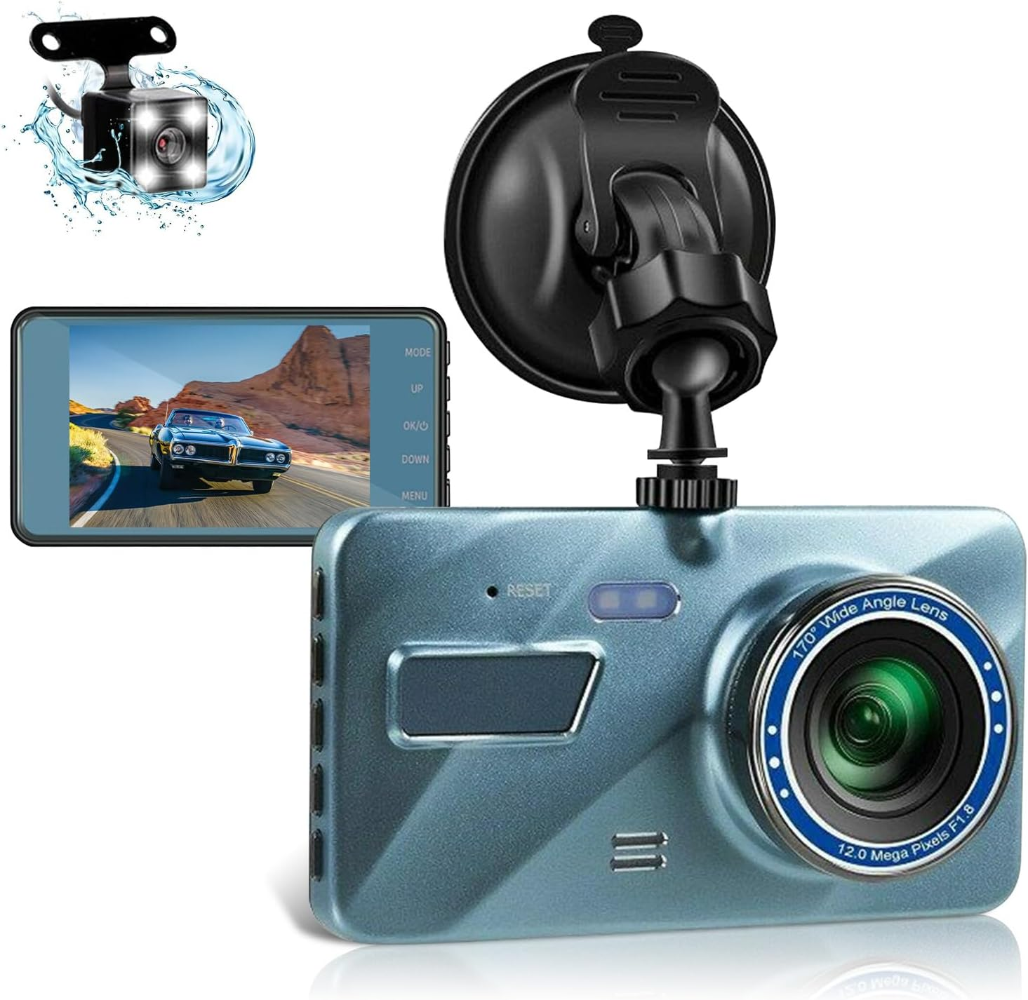 Dual 720P HD Car Dash Cam Front and Rear with Super Night Vision