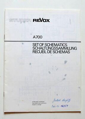 Original Studer/Revox A700 Schaltungssammlung (D, E, F) - BA000022