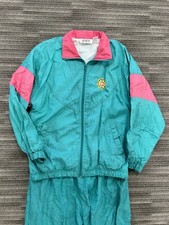 VTG American Sportif 90  s Nylon Track Windbreaker Jacket And Pants Pink Teal