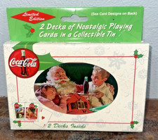 Vintage Coca Cola 1999 Limited Edition Playing Cards in a Christmas Tin 2 decks