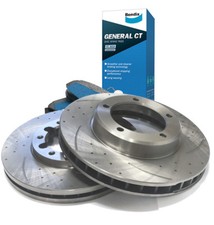 SLOTTED DIMPLED Front 294mm BRAKE ROTORS x 2 Bendix PADS for SUBARU WRX G3 05~13