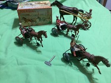 Lot Vintage Wind Up Toys,Arabian Sulky And Driver. trotter Carts