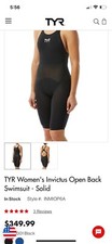 NEW TYR Swimming Invictus Open Back Tri Suit Black Size 20 FINA Approved