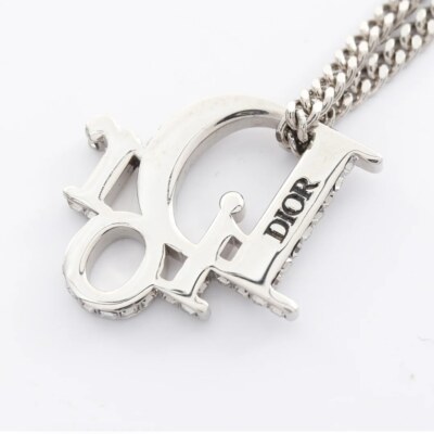 Dior, Oblique Pendant Necklace, Silver-Toned Metal, Crystals | eBay