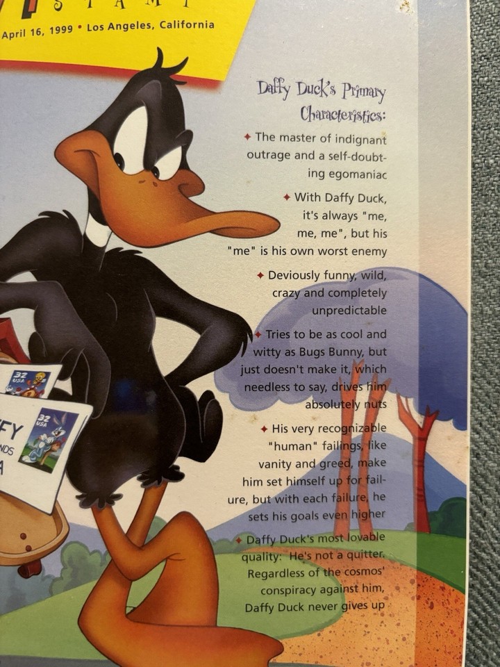 NEW Daffy Duck Stamp First Day Of Issue 1999 Warner Bros. Commemorative ...