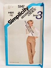 Vintage Simplicity 5347 Misses Straight Leg Pants Pattern Size 16 30" waist '81