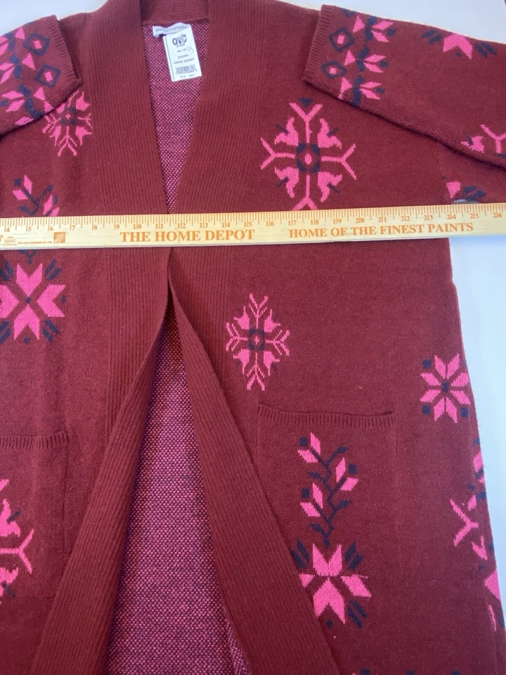 Denim & Co. Canyon Retreat Jacquard Suéter Largo Cárdigan Rosa Morera Grande Foto 3 de 4